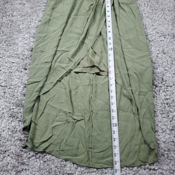 READ Aritzia Wilfred Pursuit Faux Wrap Midi Skirt Green Tulip Hem Size Small - Picture 10 of 10